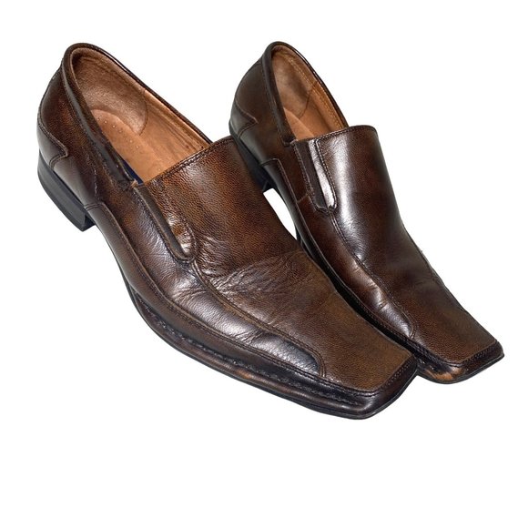 Vintage Giorgio Brutini brown embossed leather square toes luxury designer men 8 - Picture 1 of 13